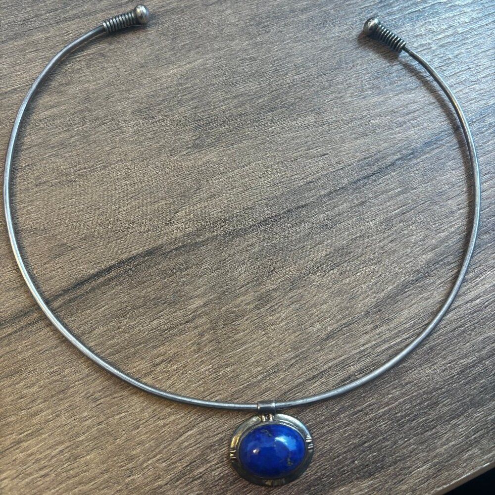 💎 Custom Silver & Lapis Lazuli Collar Necklace — One of a Kind
